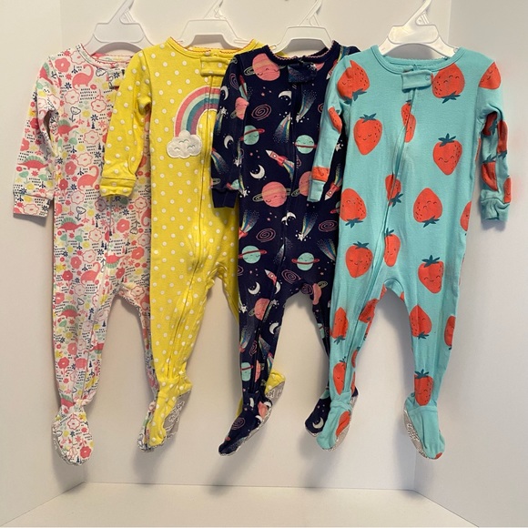Carter's Other - Carter's Baby Girls Infant Cotton Footie PJs 4 Pairs Size 12 Months